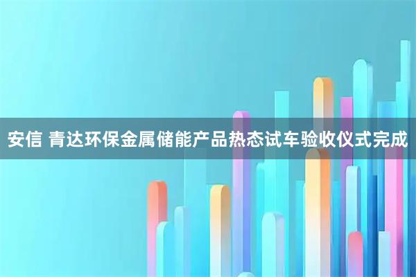 安信 青达环保金属储能产品热态试车验收仪式完成