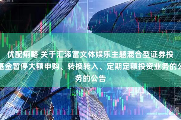 优配痢略 关于汇添富文体娱乐主题混合型证券投资基金暂停大额申购、转换转入、定期定额投资业务的公告